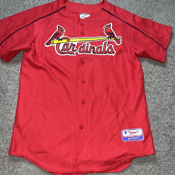 Majestic Other - Edgar Renteria #3 St. Louis Cardinals MLB Vintage Majestic Sewn Red Jersey L